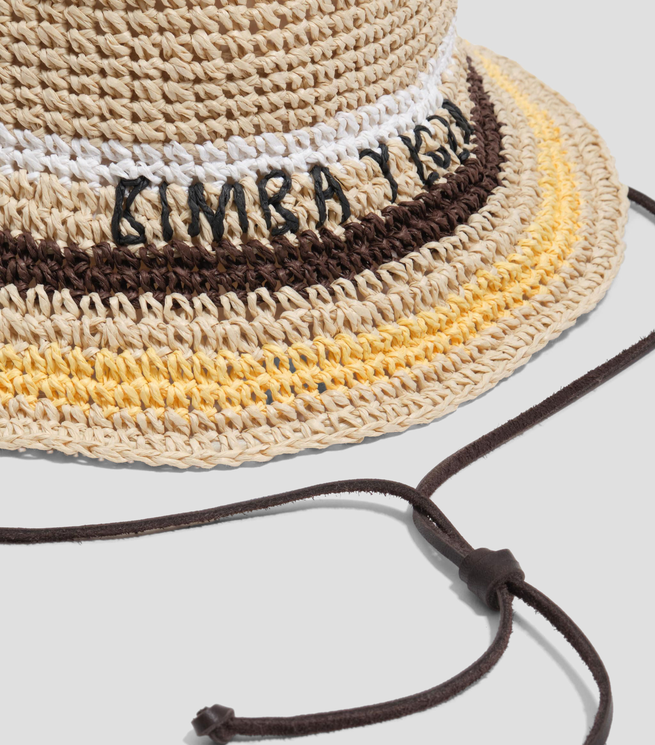 Gorro efecto rafia con franjas multicolor Mujer